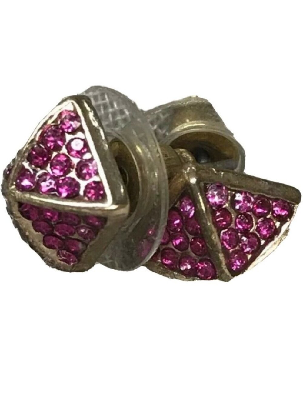 All the Rage Earrings Studs Pink Rhinestone Pave Gold Pyramid New No Tag - Picture 7 of 7